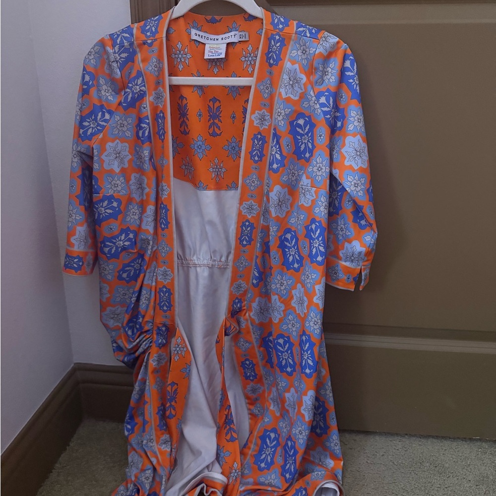 Gretchen Scott Designs Vibrant Orange and Blue Cape